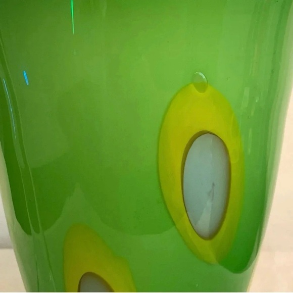 Vintage Art Glass Pitcher Hand Blown Green Avocado Design 2 Quart MCM Heavy - Picture 11 of 13